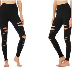 Alo High Waisted Ripped Warrior Legging, black, S
